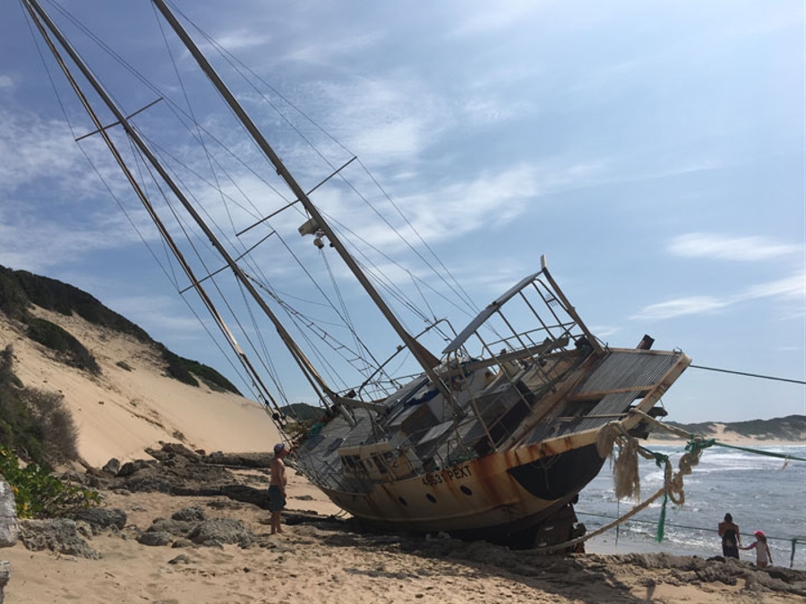 Boat wreck on beach Inhaca Island
